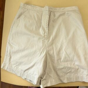Valerie Stevens casual petite khaki shorts. Soft cotton, slimming flat front.
